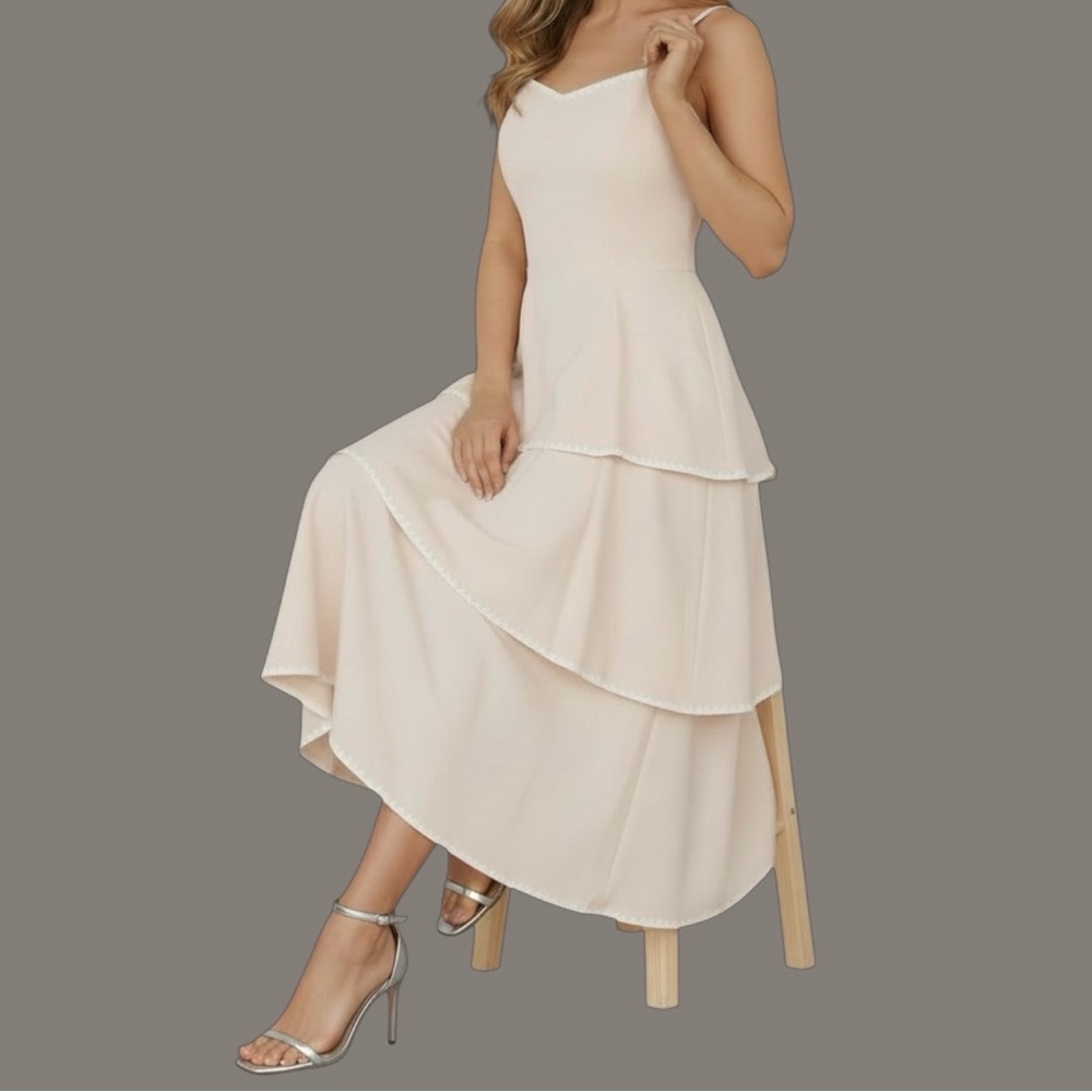 Baltic Born Odette Maxi Dress Cream Tiered Sleeveless Cottagecore Size: XL Boho